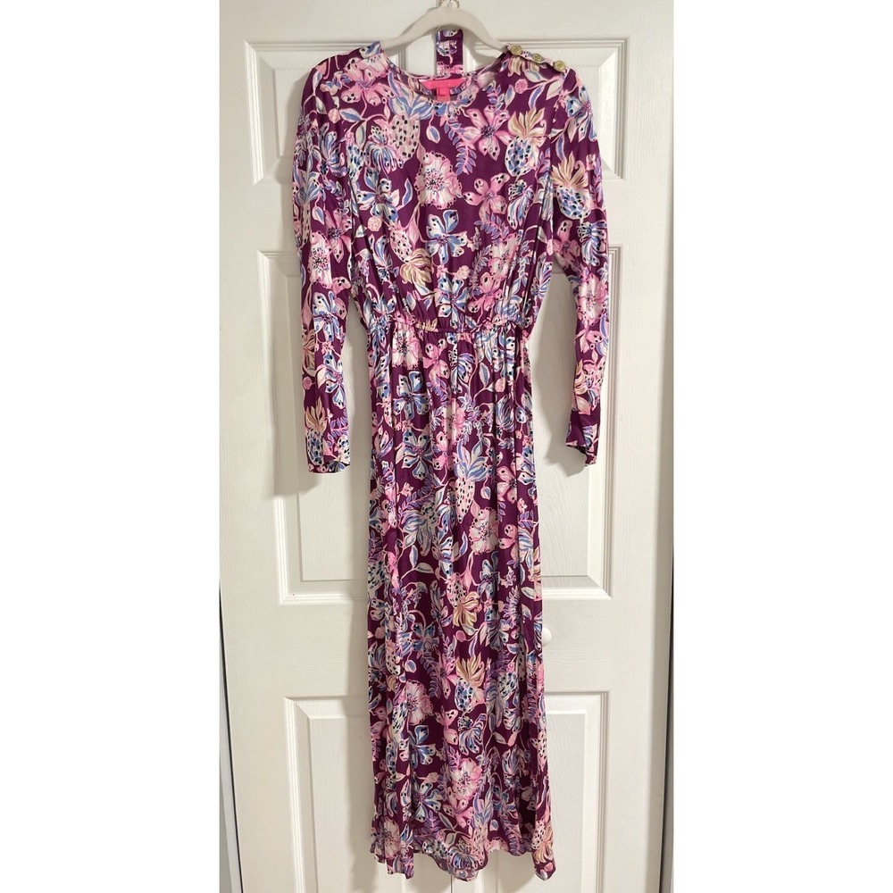 Lilly Pulitzer Leolynn Long Maxi Dress Cherry Tropical With A Twist Size‎ 4 Belt